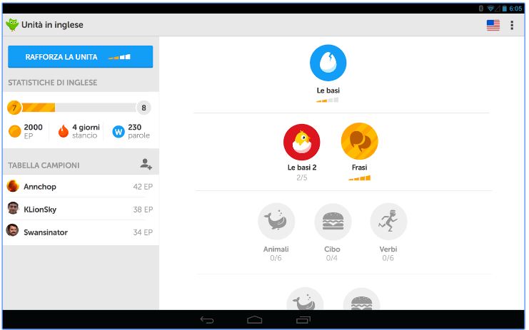 duolinguo imparare inglese con un app